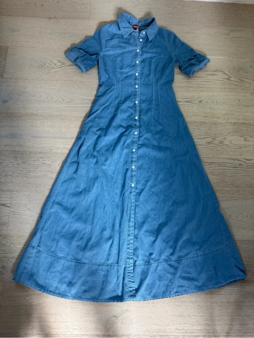 Staud Light Blue Button-Front Maxi Shirt Dress - Picture 10 of 11